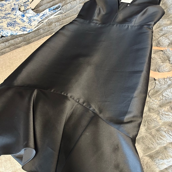 Black Asymmetrical Neckline Sheath Dress iris & ink - Picture 2 of 8